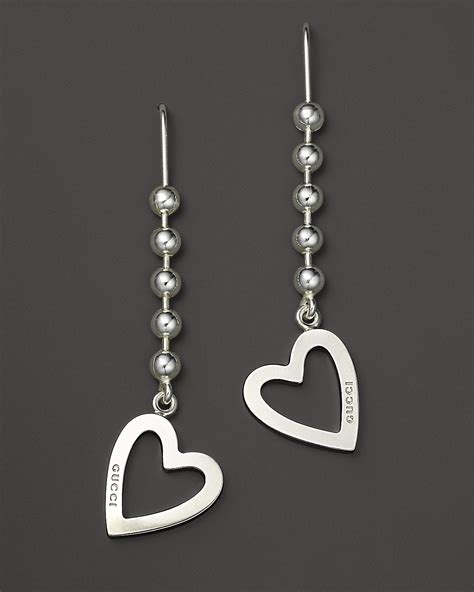 gucci silver earrings heart|Gucci sterling silver hoop earrings.